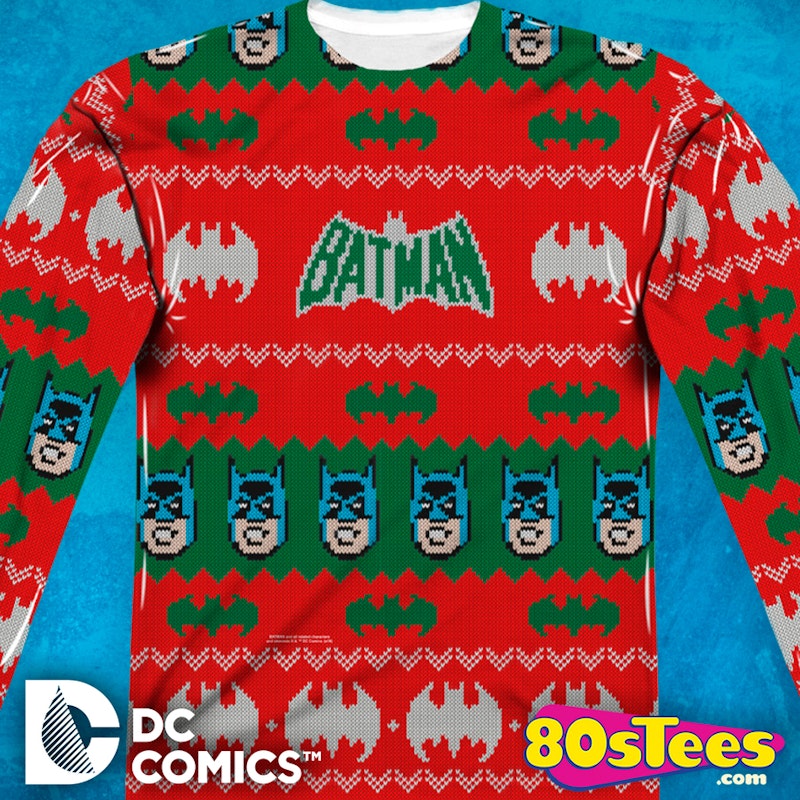 Batman Sublimated Christmas Sweater: Batman Men's Long Sleeve Shirt