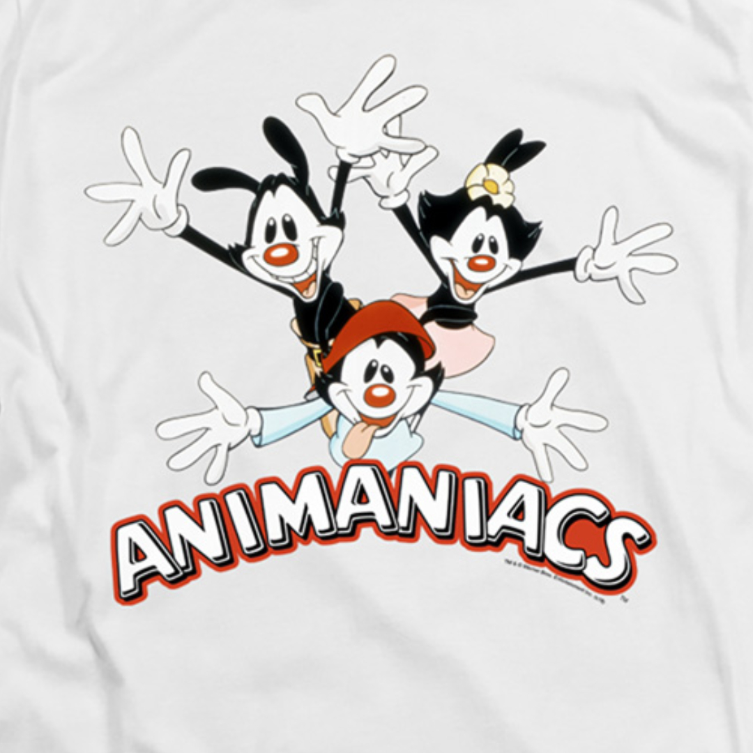 Animaniacs Logo Yakko Wakko & Dot Official Warner Bros White Men T-shirt 