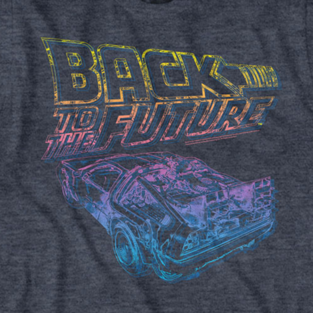 BACK TO THE FUTURE T-Shirt Movie DeLorean Logo Distressed Brand New Authentic 