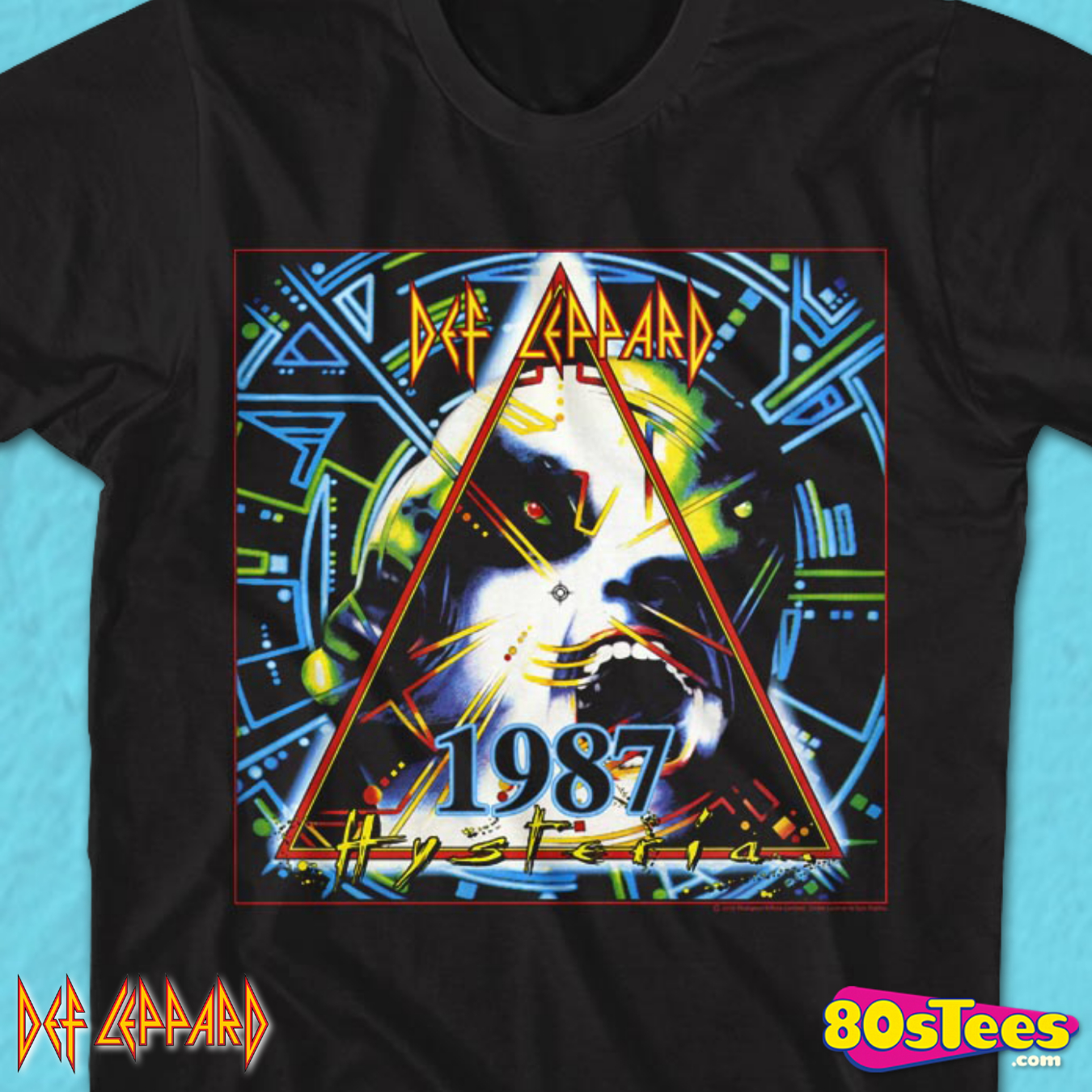 Def Leppard Hysteria Tour 1987 Men/'s T Shirt Group Photo Rock Band Music Merch