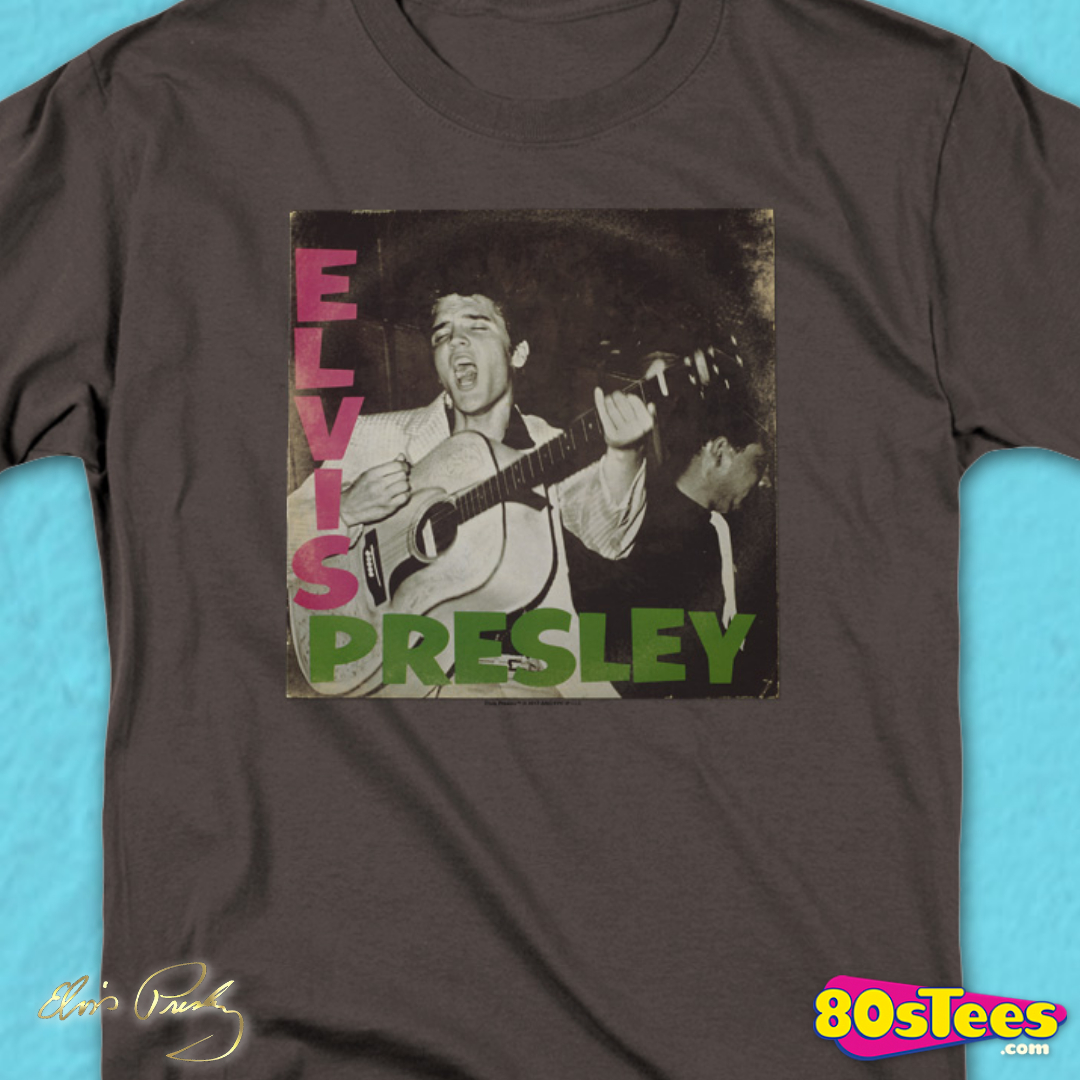 Elvis Presley Guitar In Hand Kids Youth T Shirt Licensed The King Rock Tee Black 