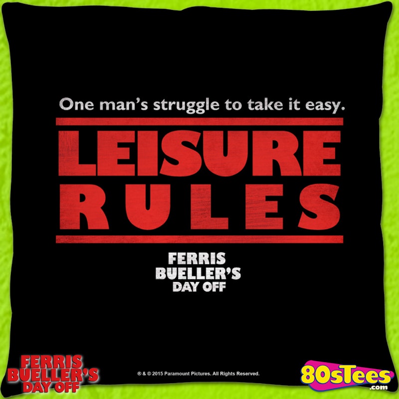 Leisure Rules Ferris Bueller's Day Off Throw Pillow