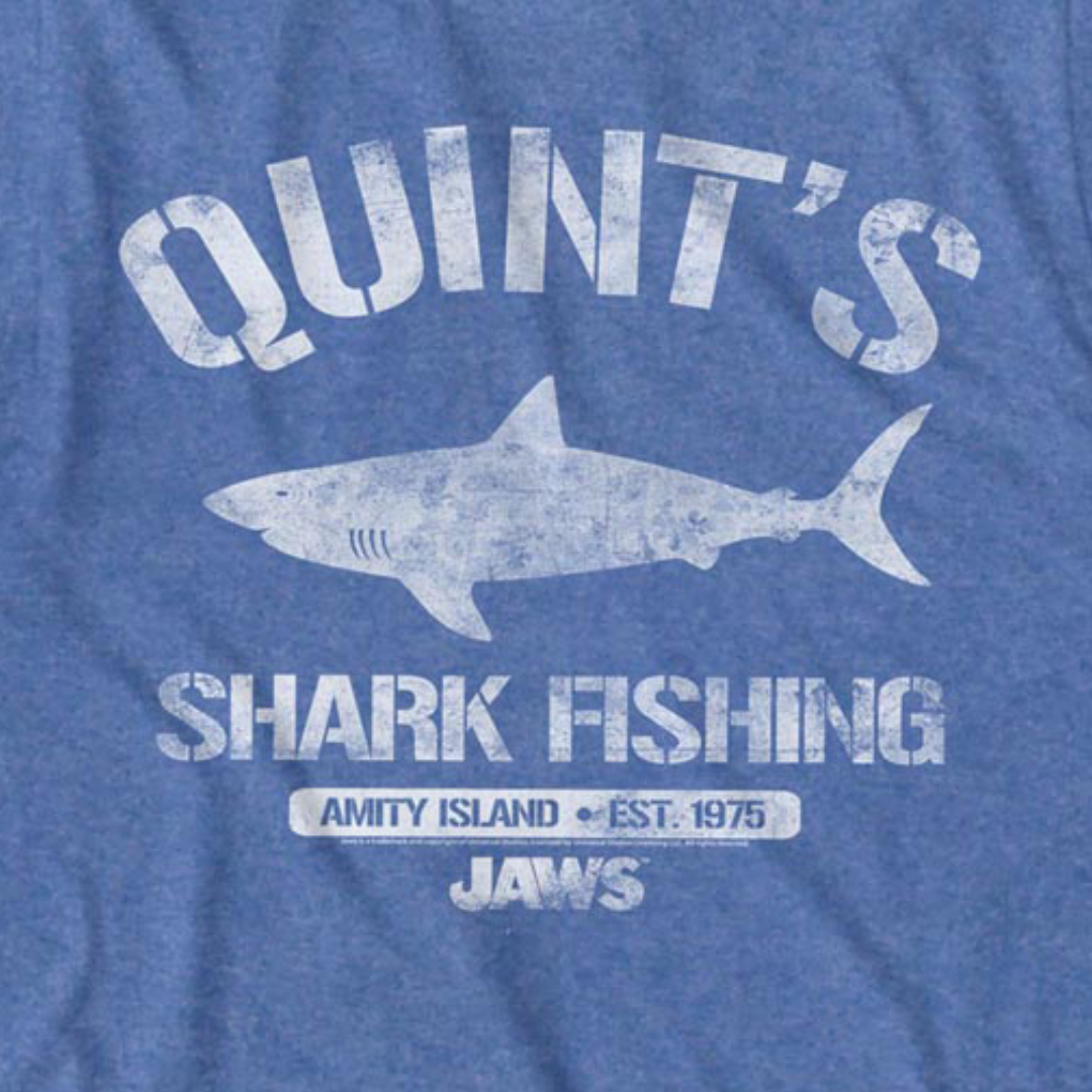 Quint's Shark Fishing Jaws Inspired Movie Printed T-shirt Top Tee Film Classic 