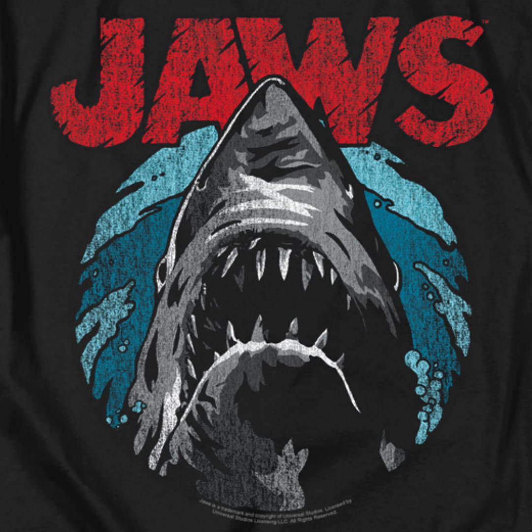 Jaws Cartoon Shark Attack Men's T Shirt Amity Island Surf Ocean Boat Movie Merch 