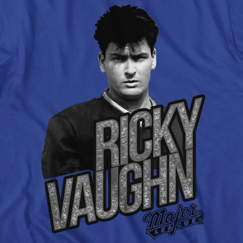 Major League Wild Thing T Shirt Mens Large Blue Ricky Vaughn Baseball Card