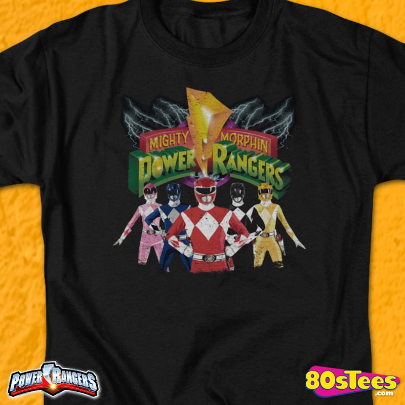 American Thrift x Power Rangers Mighty Morphin Vintage T-Shirt Black Wash - Size L