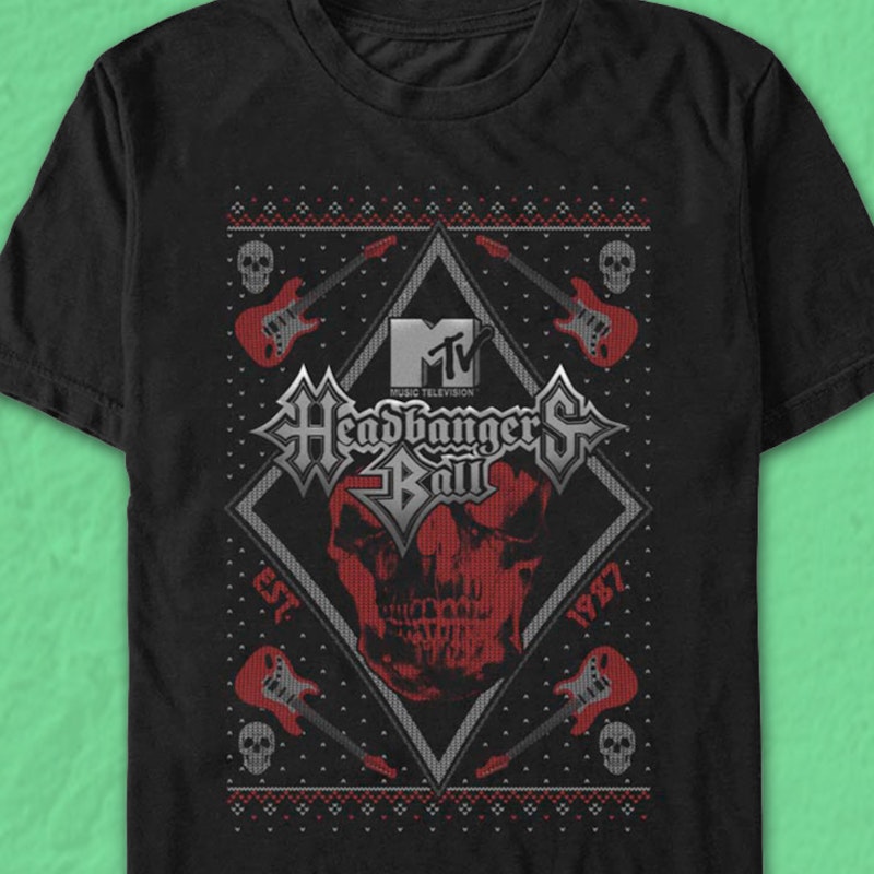 Headbangers Ball Faux Ugly Christmas Sweater MTV T-Shirt