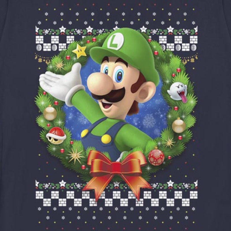 Womens Luigi Faux Ugly Christmas Sweater Nintendo Shirt