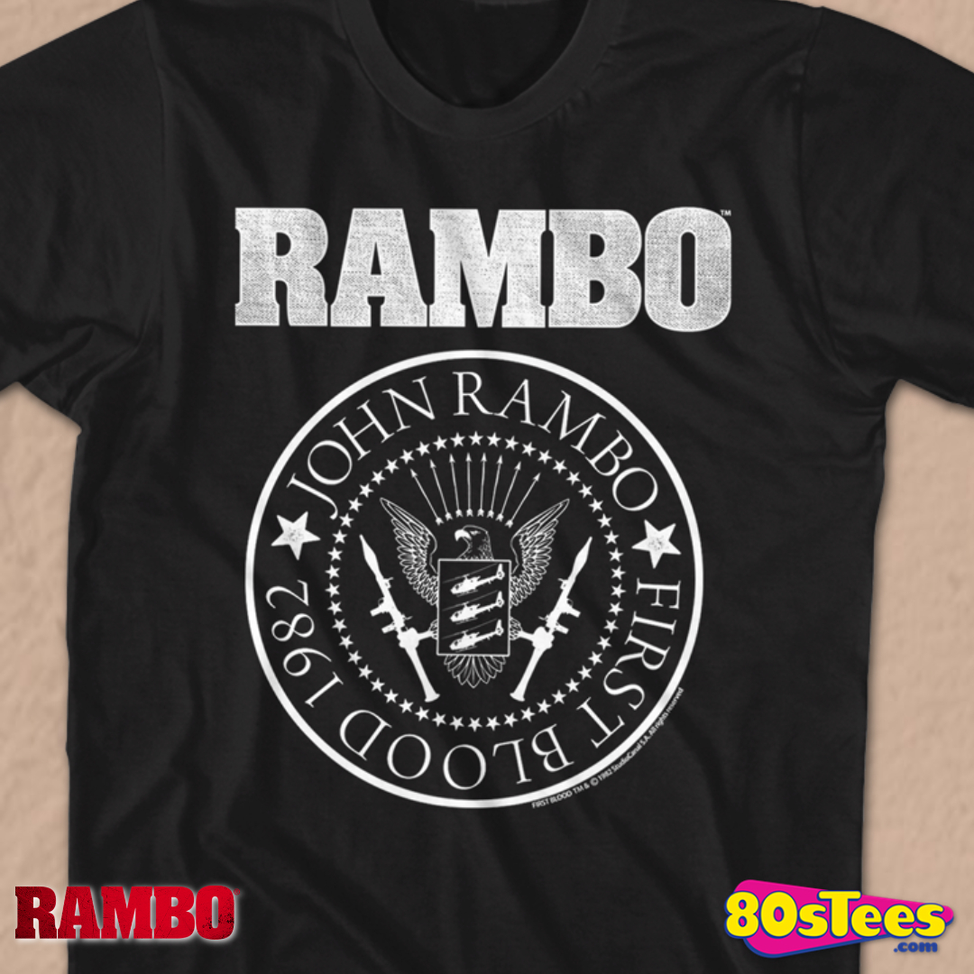 FIRST BLOOD MIAMI T-SHIRT Vice John Rambo Fun 80s T Shirt 