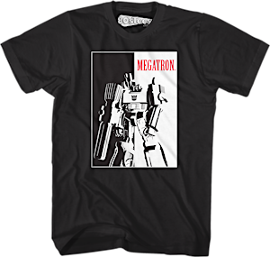 Scarface Megatron Transformers T-Shirt: Parody 80s Movie Scarface